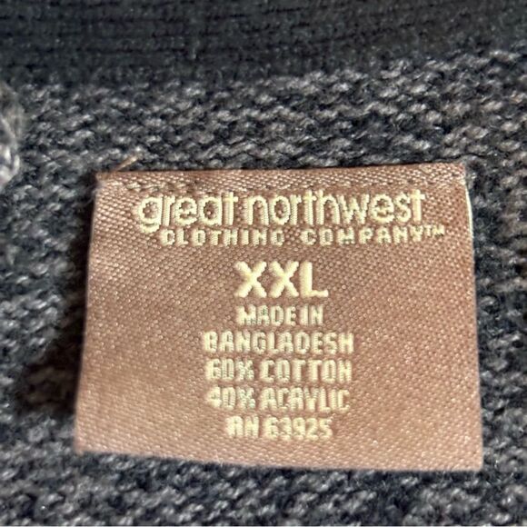Great Northwest Black Gray Men’s XXL Quarter Zip Sweater with Ribbed Cuffs. - Picture 7 of 9